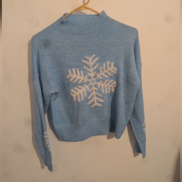Jessica Simpson Sweaters - Jessica Simpson Light Blue Snowflake Turtleneck Sweater